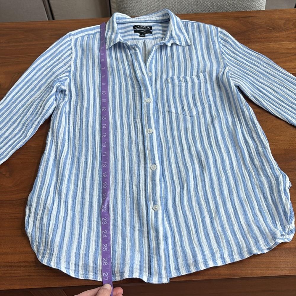 J. Crew Classic-fit soft gauze shirt in stripe Size 8 - Picture 6 of 8